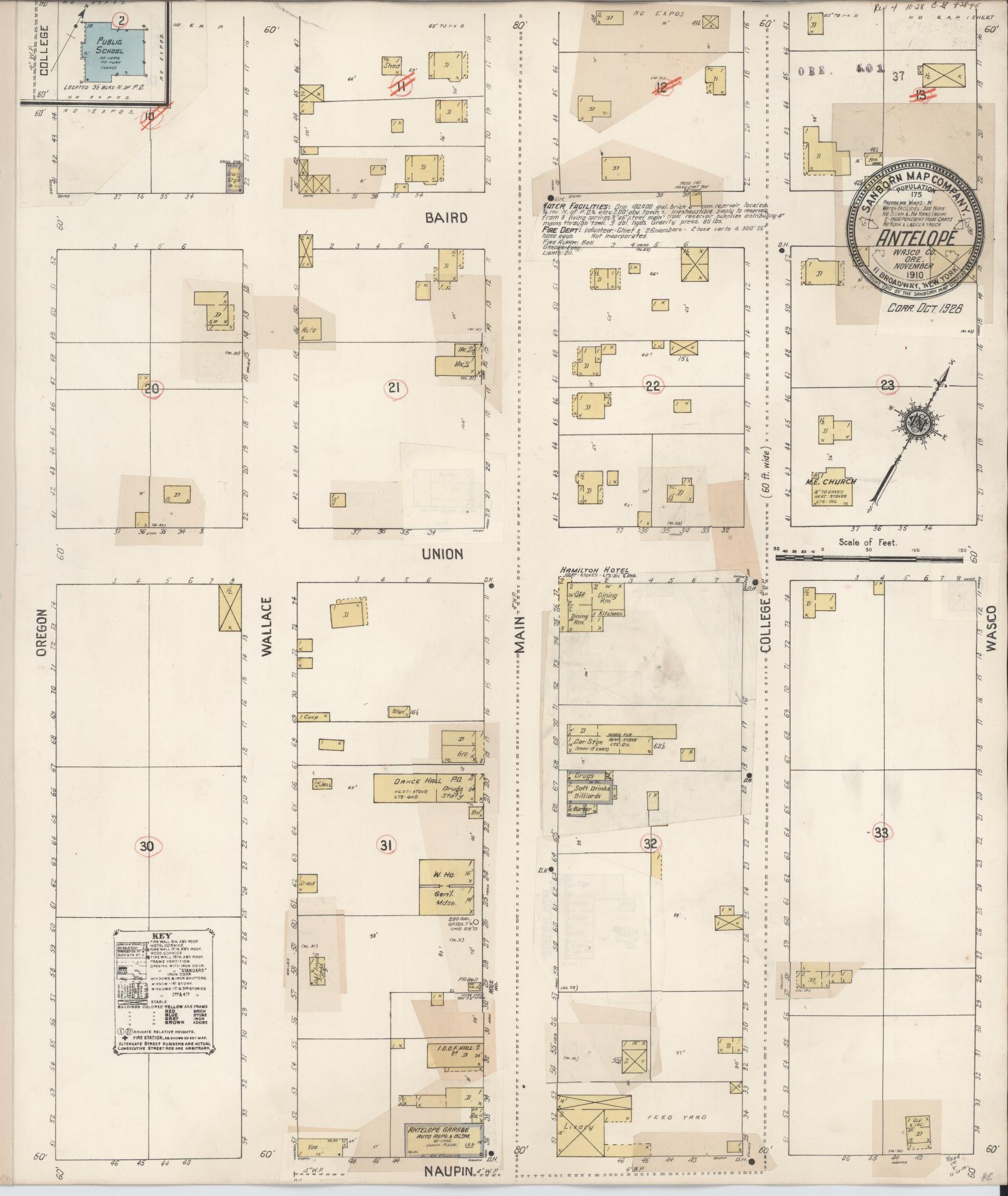 Sanborn Fire Insurance Map from Antelope, Wasco County, Oregon (1928), Sheet #0001 - Historic Sanborn Fire Insurance Map Print, vintage old map wall art, antique decor, genealogy gift, Oregon Oregon map