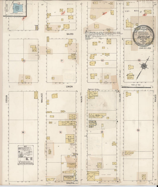 Sanborn Fire Insurance Map from Antelope, Wasco County, Oregon (1928), Sheet #0001 - Historic Sanborn Fire Insurance Map Print, vintage old map wall art, antique decor, genealogy gift, Oregon Oregon map