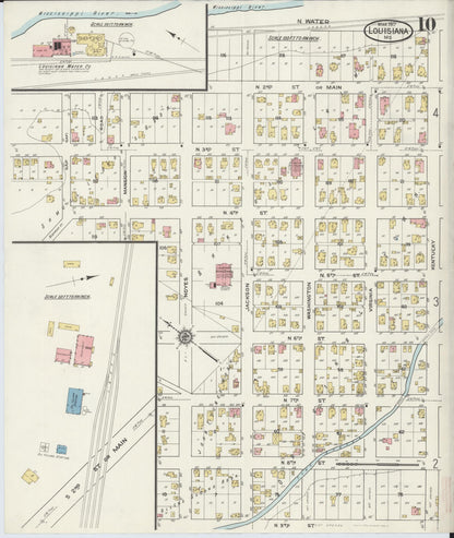 Sanborn Fire Insurance Map from Louisiana, Pike County, Missouri (1917), Sheet #0010 - Historic Sanborn Fire Insurance Map Print, vintage old map wall art, antique decor, genealogy gift, Missouri Missouri map