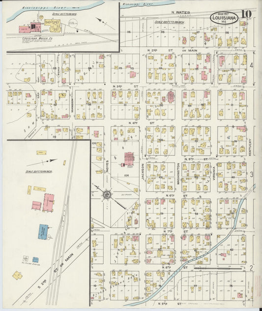 Sanborn Fire Insurance Map from Louisiana, Pike County, Missouri (1917), Sheet #0010 - Historic Sanborn Fire Insurance Map Print, vintage old map wall art, antique decor, genealogy gift, Missouri Missouri map