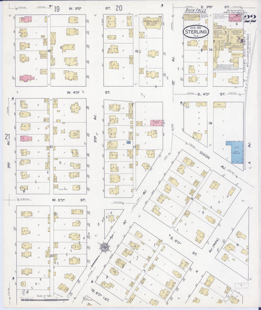 Sanborn Fire Insurance Map from Sterling, Whiteside County, Illinois (1916), Sheet #0022 - Historic Sanborn Fire Insurance Map Print, vintage old map wall art, antique decor, genealogy gift, Illinois Illinois map