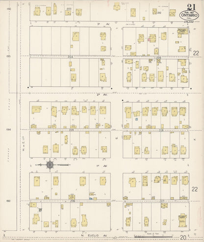 Sanborn Fire Insurance Map from Ontario, San Bernardino County, California (1912), Sheet #0021 - Complete Map Set gallery image, historic Sanborn map, vintage wall art, California California