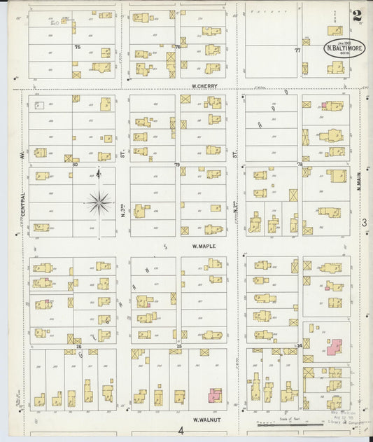 Sanborn Fire Insurance Map from North Baltimore, Wood County, Ohio (1900), Sheet #0002 - Historic Sanborn Fire Insurance Map Print, vintage old map wall art, antique decor, genealogy gift, Ohio Ohio map