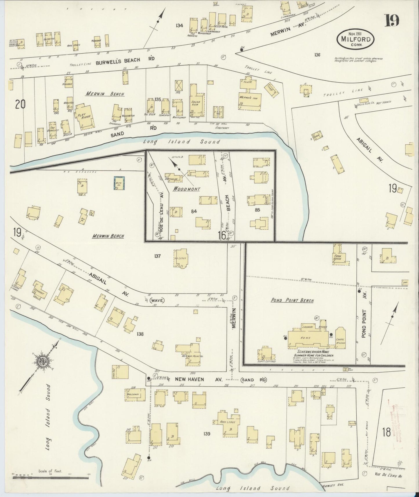 Sanborn Fire Insurance Map from Milford, New Haven County, Connecticut (1911), Sheet #0019 - Historic Sanborn Fire Insurance Map Print, vintage old map wall art, antique decor, genealogy gift, Connecticut Connecticut map