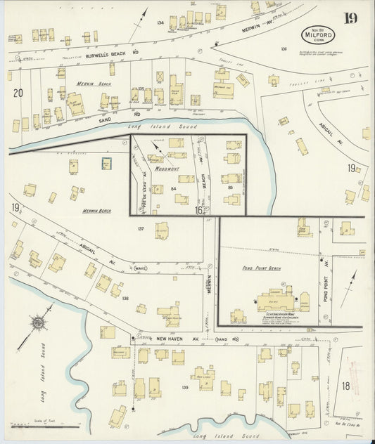 Sanborn Fire Insurance Map from Milford, New Haven County, Connecticut (1911), Sheet #0019 - Historic Sanborn Fire Insurance Map Print, vintage old map wall art, antique decor, genealogy gift, Connecticut Connecticut map