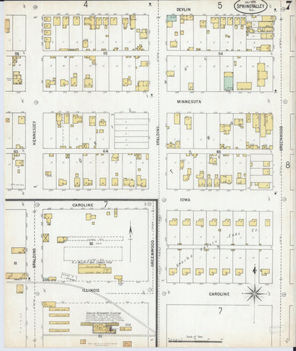 Sanborn Fire Insurance Map from Spring Valley, Bureau County, Illinois (1899), Sheet #0007 - Historic Sanborn Fire Insurance Map Print, vintage old map wall art, antique decor, genealogy gift, Illinois Illinois map