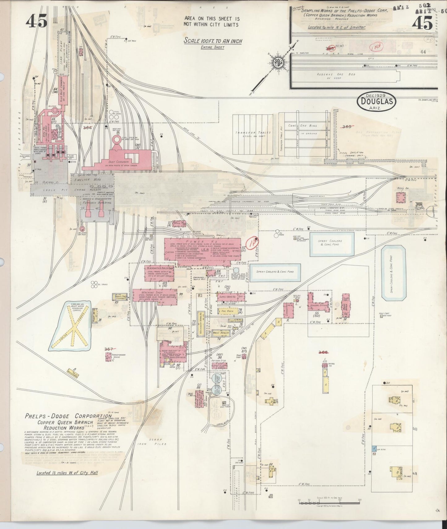 Sanborn Fire Insurance Map from Douglas, Cochise County, Arizona (1947), Sheet #0045 - Complete Map Set gallery image, historic Sanborn map, vintage wall art, Arizona Arizona