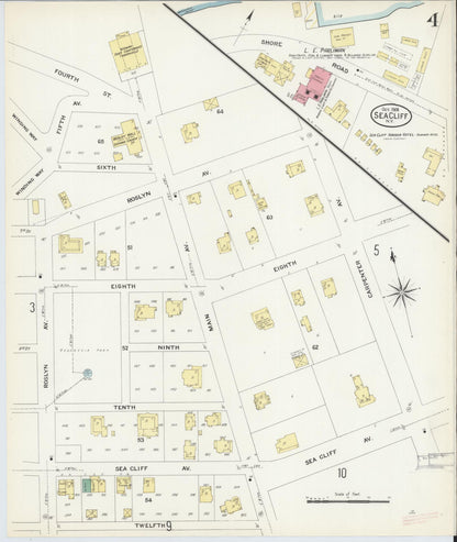 Sanborn Fire Insurance Map from Sea Cliff, Nassau County, New York (1908), Sheet #0004 - Complete Map Set gallery image, historic Sanborn map, vintage wall art, New York New York