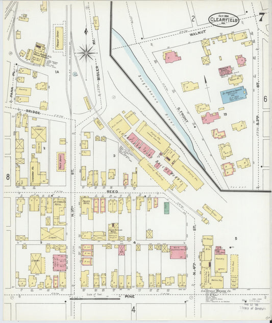 Sanborn Fire Insurance Map from Clearfield, Clearfield County, Pennsylvania (1904), Sheet #0007 - Historic Sanborn Fire Insurance Map Print, vintage old map wall art, antique decor, genealogy gift, Pennsylvania Pennsylvania map