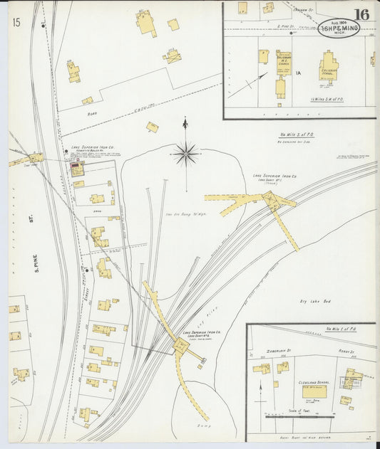 Sanborn Fire Insurance Map from Ishpeming, Marquette County, Michigan (1904), Sheet #0016 - Historic Sanborn Fire Insurance Map Print, vintage old map wall art, antique decor, genealogy gift, Michigan Michigan map
