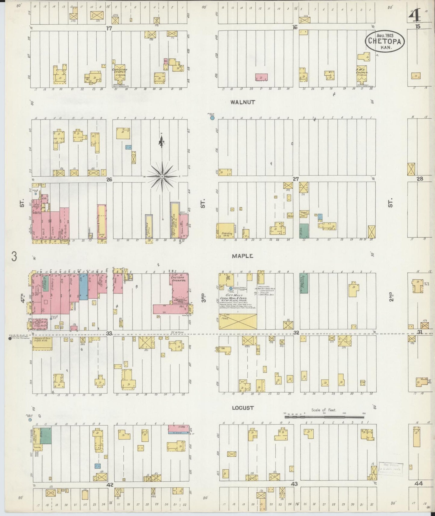 Sanborn Fire Insurance Map from Chetopa, Labette County, Kansas (1903), Sheet #0004 - Historic Sanborn Fire Insurance Map Print, vintage old map wall art, antique decor, genealogy gift, Kansas Kansas map