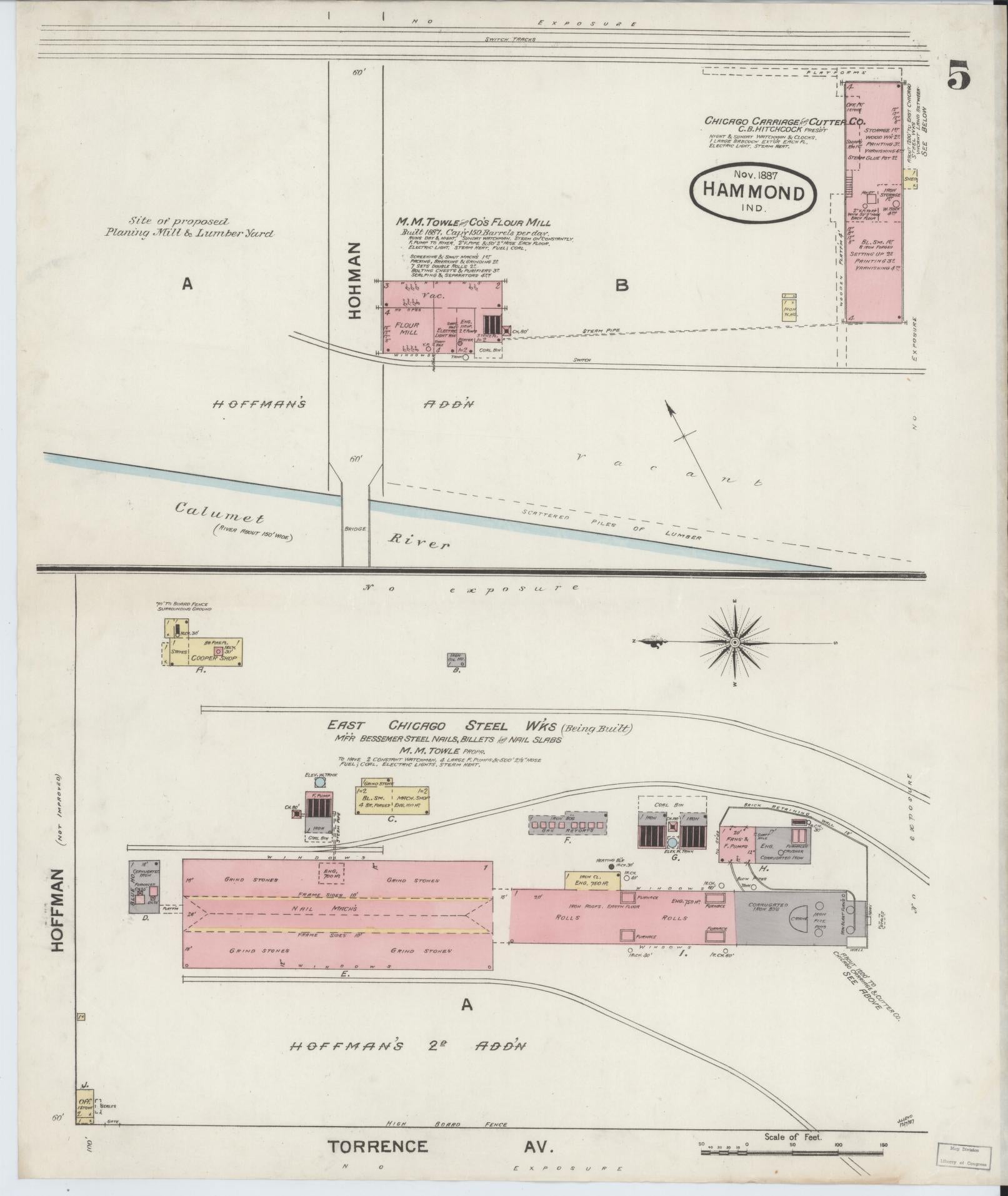 Sanborn Fire Insurance Map from Hammond, Lake County, Indiana (1887), Sheet #0005 - Complete Map Set gallery image, historic Sanborn map, vintage wall art, Indiana Indiana