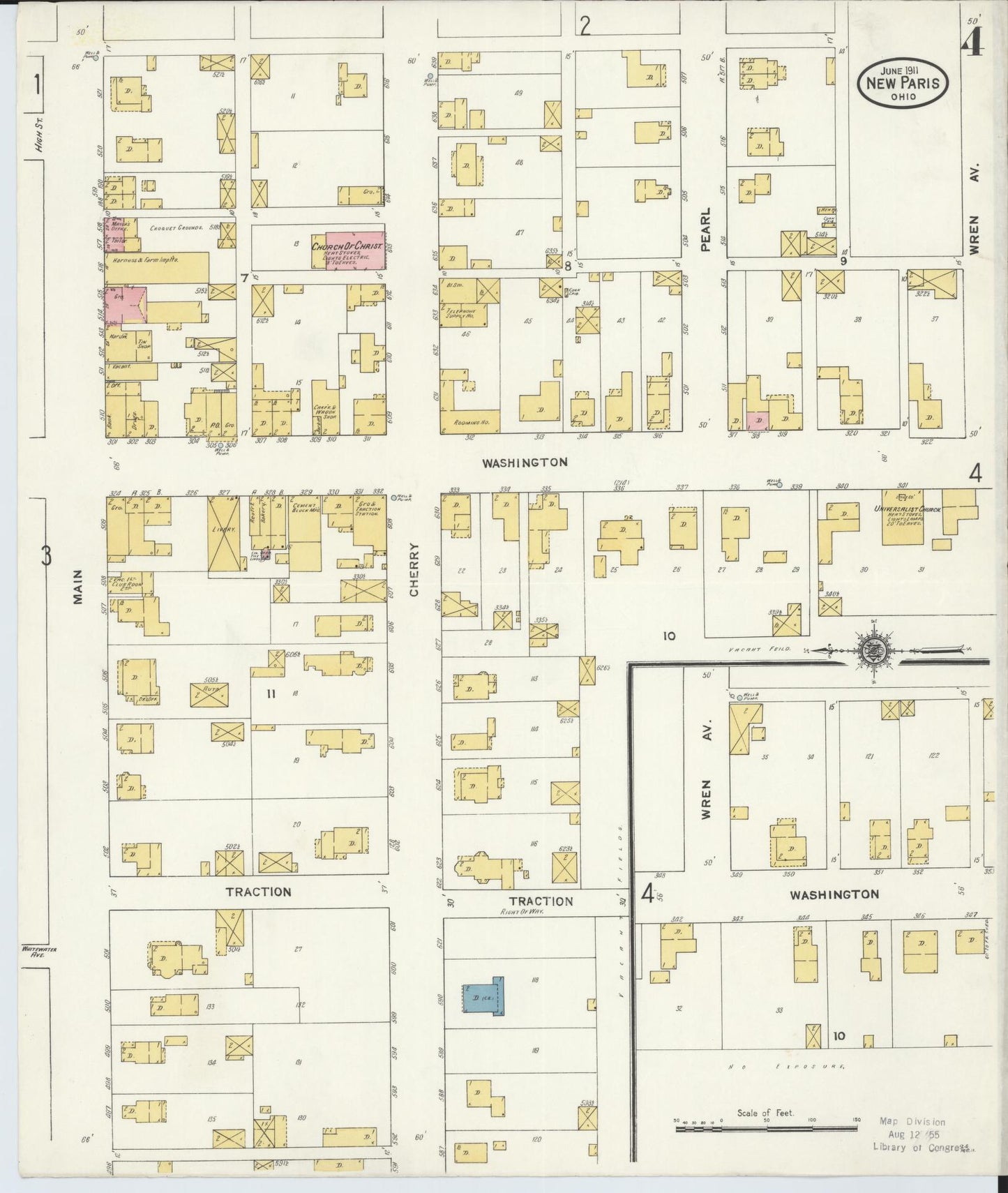 Sanborn Fire Insurance Map from New Paris, Preble County, Ohio (1911), Sheet #0004 - Historic Sanborn Fire Insurance Map Print, vintage old map wall art, antique decor, genealogy gift, Ohio Ohio map