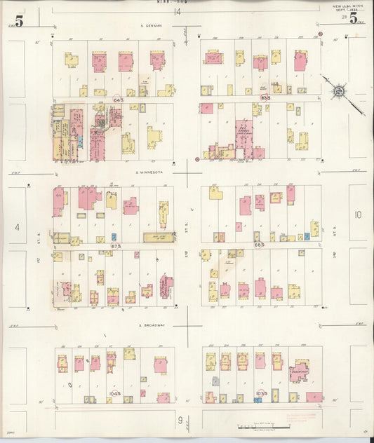 Sanborn Fire Insurance Map from New Ulm, Brown County, Minnesota (1946), Sheet #0005 - Historic Sanborn Fire Insurance Map Print, vintage old map wall art, antique decor, genealogy gift, Minnesota Minnesota map