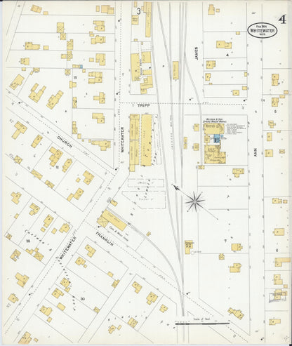 Sanborn Fire Insurance Map from Whitewater, Walworth County, Wisconsin (1904), Sheet #0004 - Complete Map Set gallery image, historic Sanborn map, vintage wall art, Wisconsin Wisconsin