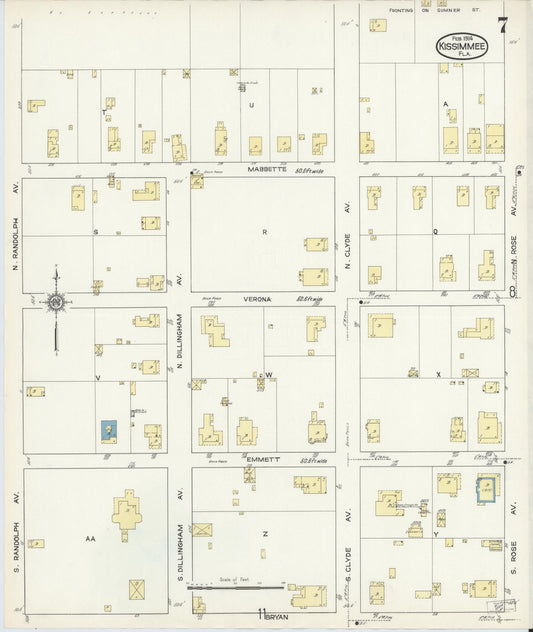 Sanborn Fire Insurance Map from Kissimmee, Osceola County, Florida (1914), Sheet #0007 - Historic Sanborn Fire Insurance Map Print, vintage old map wall art, antique decor, genealogy gift, Florida Florida map