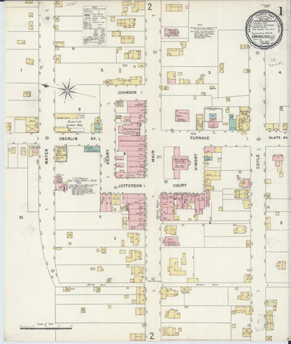 Sanborn Fire Insurance Map from Owingsville, Bath County, Kentucky (1897), Sheet #0001 - Complete Map Set gallery image, historic Sanborn map, vintage wall art, Kentucky Kentucky