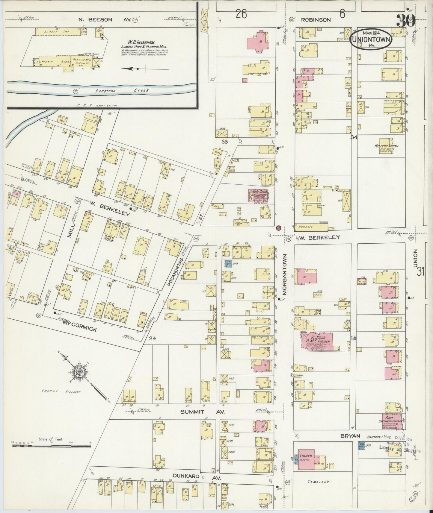 Sanborn Fire Insurance Map from Uniontown, Fayette County, Pennsylvania (1914), Sheet #0030 - Complete Map Set gallery image, historic Sanborn map, vintage wall art, Pennsylvania Pennsylvania