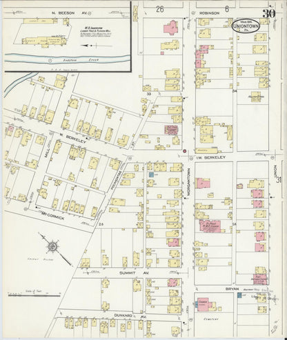 Sanborn Fire Insurance Map from Uniontown, Fayette County, Pennsylvania (1914), Sheet #0030 - Complete Map Set gallery image, historic Sanborn map, vintage wall art, Pennsylvania Pennsylvania