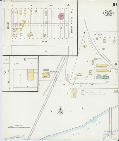 Sanborn Fire Insurance Map from Anoka, Anoka County, Minnesota (1898), Sheet #0010 - Complete Map Set gallery image, historic Sanborn map, vintage wall art, Minnesota Minnesota