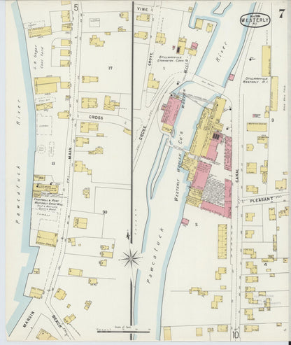 Sanborn Fire Insurance Map from Westerly, Washington County, Rhode Island (1896), Sheet #0007 - Complete Map Set gallery image, historic Sanborn map, vintage wall art, Rhode Island Rhode Island