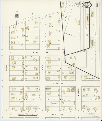 Sanborn Fire Insurance Map from Fairmont, Martin County, Minnesota (1911), Sheet #0003 - Complete Map Set gallery image, historic Sanborn map, vintage wall art, Minnesota Minnesota