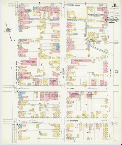 Sanborn Fire Insurance Map from Winchester, Independent Cities, Virginia (1912), Sheet #0008 - Complete Map Set gallery image, historic Sanborn map, vintage wall art, Virginia Virginia