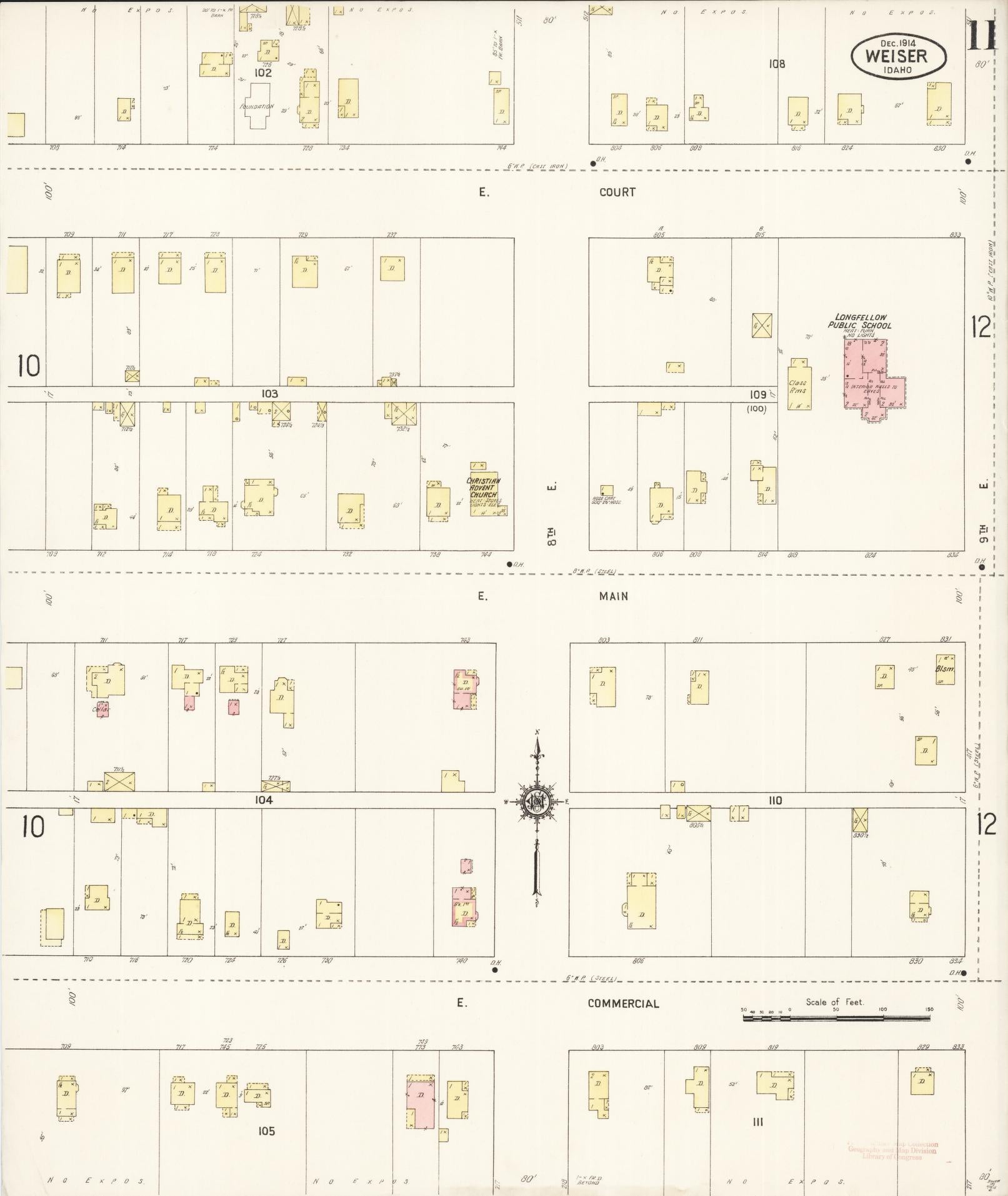 Sanborn Fire Insurance Map from Weiser, Washington County, Idaho (1914), Sheet #0011 - Historic Sanborn Fire Insurance Map Print, vintage old map wall art, antique decor, genealogy gift, Idaho Idaho map