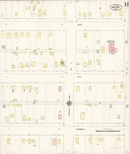 Sanborn Fire Insurance Map from Weiser, Washington County, Idaho (1914), Sheet #0011 - Historic Sanborn Fire Insurance Map Print, vintage old map wall art, antique decor, genealogy gift, Idaho Idaho map