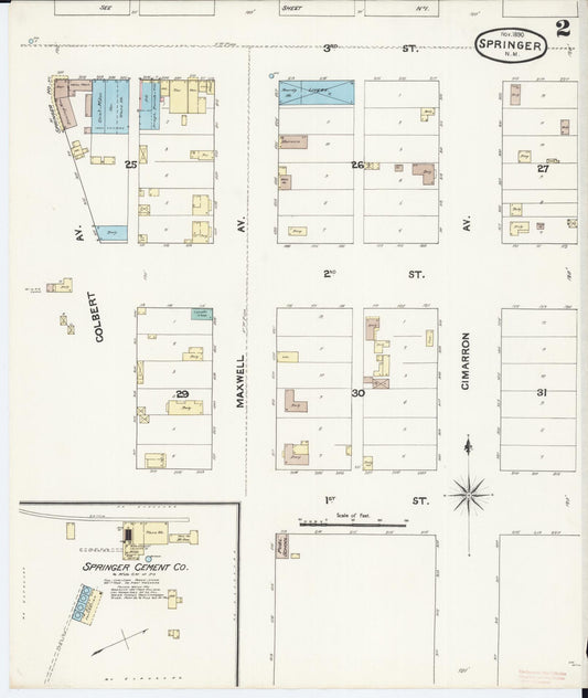 Sanborn Fire Insurance Map from Springer, Colfax County, New Mexico (1890), Sheet #0002 - Historic Sanborn Fire Insurance Map Print, vintage old map wall art, antique decor, genealogy gift, New Mexico New Mexico map