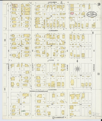 Sanborn Fire Insurance Map from Alliance, Stark County, Ohio (1898), Sheet #0009 - Complete Map Set gallery image, historic Sanborn map, vintage wall art, Ohio Ohio