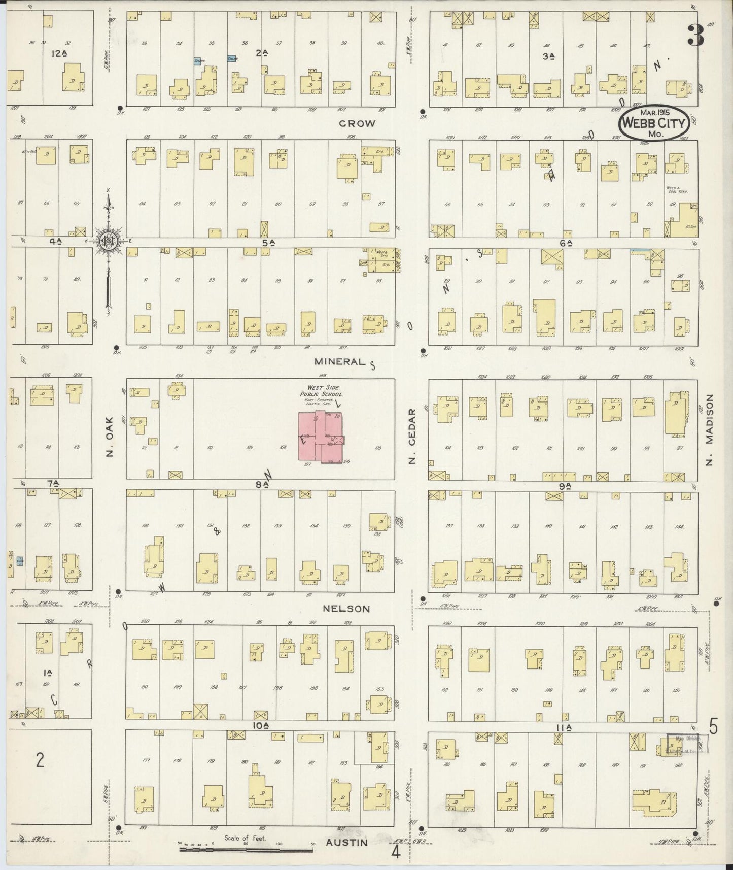 Sanborn Fire Insurance Map from Webb City, Jasper County, Missouri (1915), Sheet #0003 - Complete Map Set gallery image, historic Sanborn map, vintage wall art, Missouri Missouri