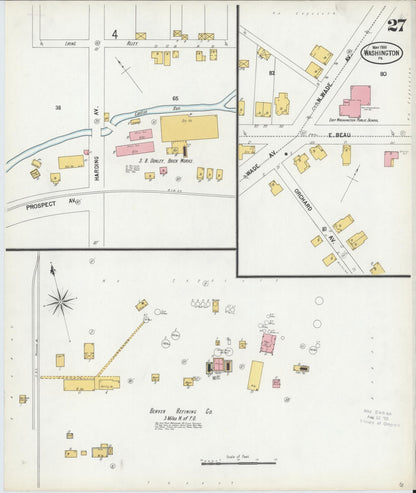 Sanborn Fire Insurance Map from Washington, Washington County, Pennsylvania (1900), Sheet #0027 - Historic Sanborn Fire Insurance Map Print, vintage old map wall art, antique decor, genealogy gift, Pennsylvania Pennsylvania map