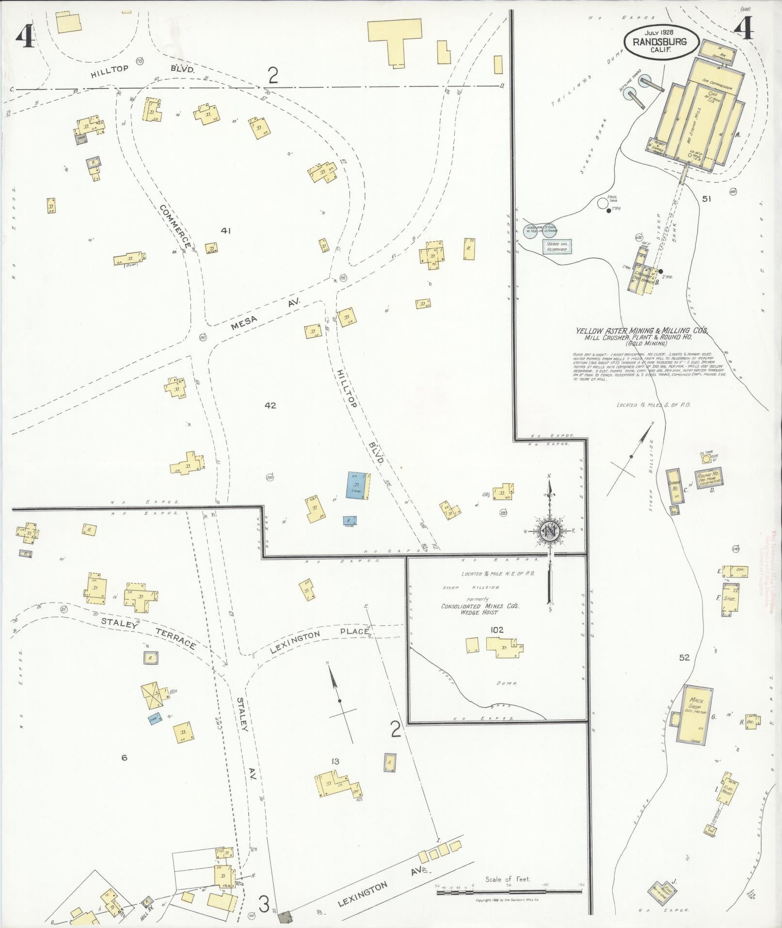 Sanborn Fire Insurance Map from Randsburg, Kern County, California (1928), Sheet #0004 - Complete Map Set gallery image, historic Sanborn map, vintage wall art, California California
