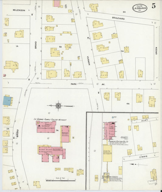 Sanborn Fire Insurance Map from La Grange, Troup County, Georgia (1911), Sheet #0005 - Historic Sanborn Fire Insurance Map Print, vintage old map wall art, antique decor, genealogy gift, Georgia Georgia map