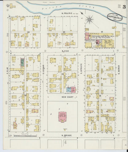 Sanborn Fire Insurance Map from Chippewa Falls, Chippewa County, Wisconsin (1895), Sheet #0003 - Historic Sanborn Fire Insurance Map Print, vintage old map wall art, antique decor, genealogy gift, Wisconsin Wisconsin map