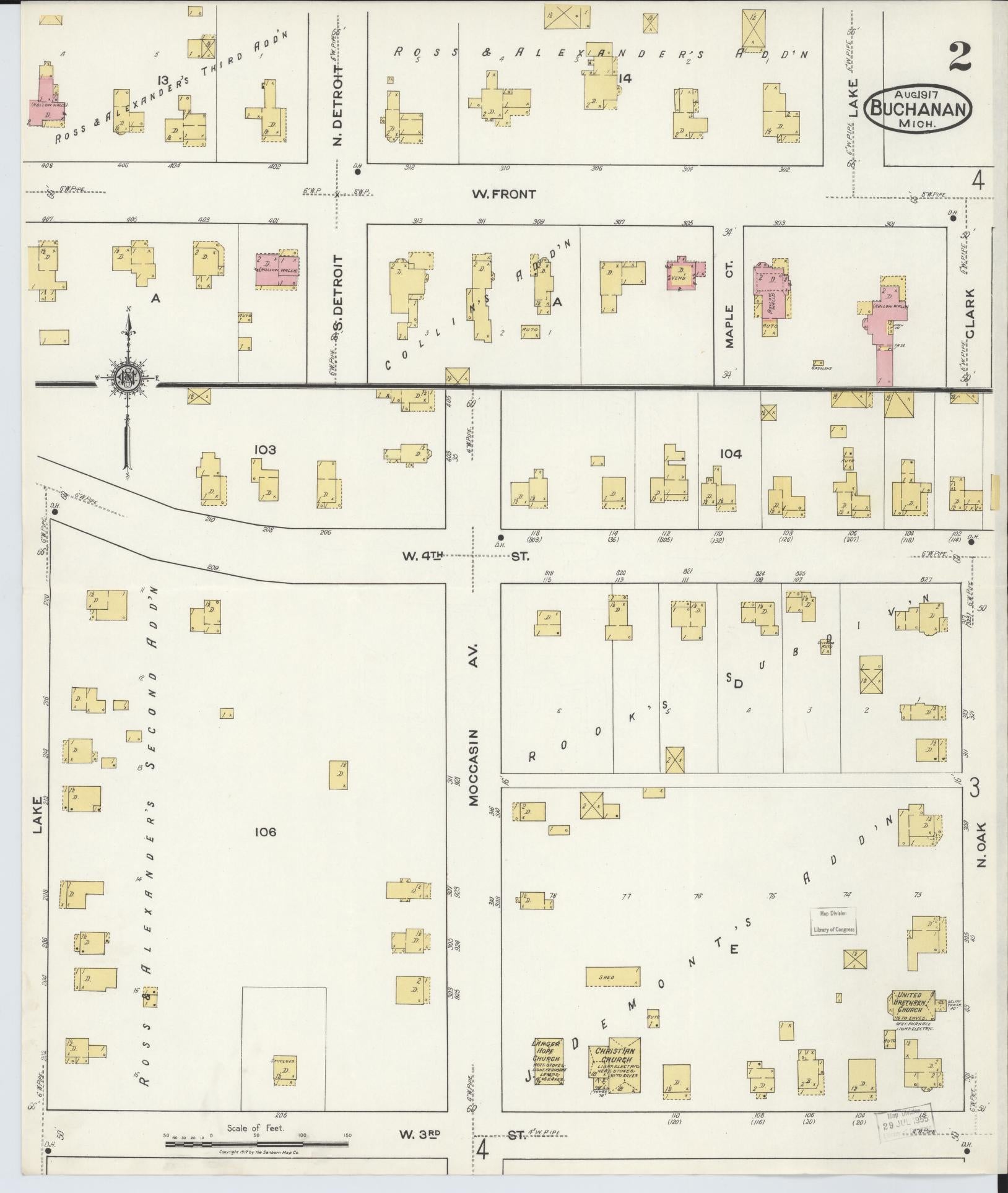 Sanborn Fire Insurance Map from Buchanan, Berrien County, Michigan (1917), Sheet #0002 - Complete Map Set gallery image, historic Sanborn map, vintage wall art, Michigan Michigan