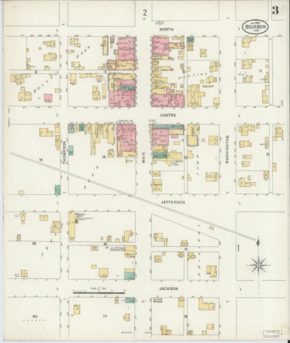 Sanborn Fire Insurance Map from Bourbon, Marshall County, Indiana (1899), Sheet #0003 - Historic Sanborn Fire Insurance Map Print, vintage old map wall art, antique decor, genealogy gift, Indiana Indiana map
