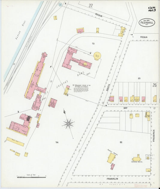 Sanborn Fire Insurance Map from Peekskill, Westchester County, New York (1900), Sheet #0025 - Historic Sanborn Fire Insurance Map Print, vintage old map wall art, antique decor, genealogy gift, New York New York map