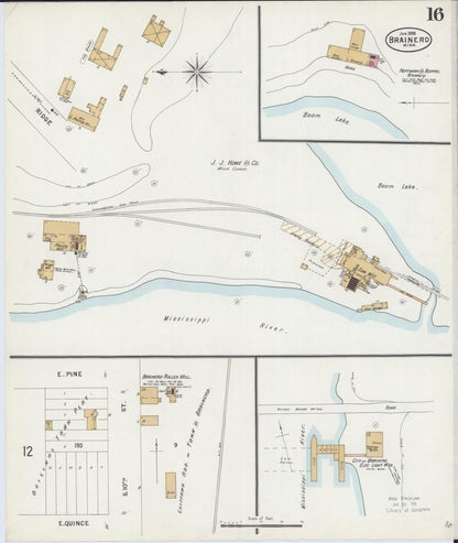 Sanborn Fire Insurance Map from Brainerd, Crow Wing County, Minnesota (1898), Sheet #0016 - Historic Sanborn Fire Insurance Map Print, vintage old map wall art, antique decor, genealogy gift, Minnesota Minnesota map