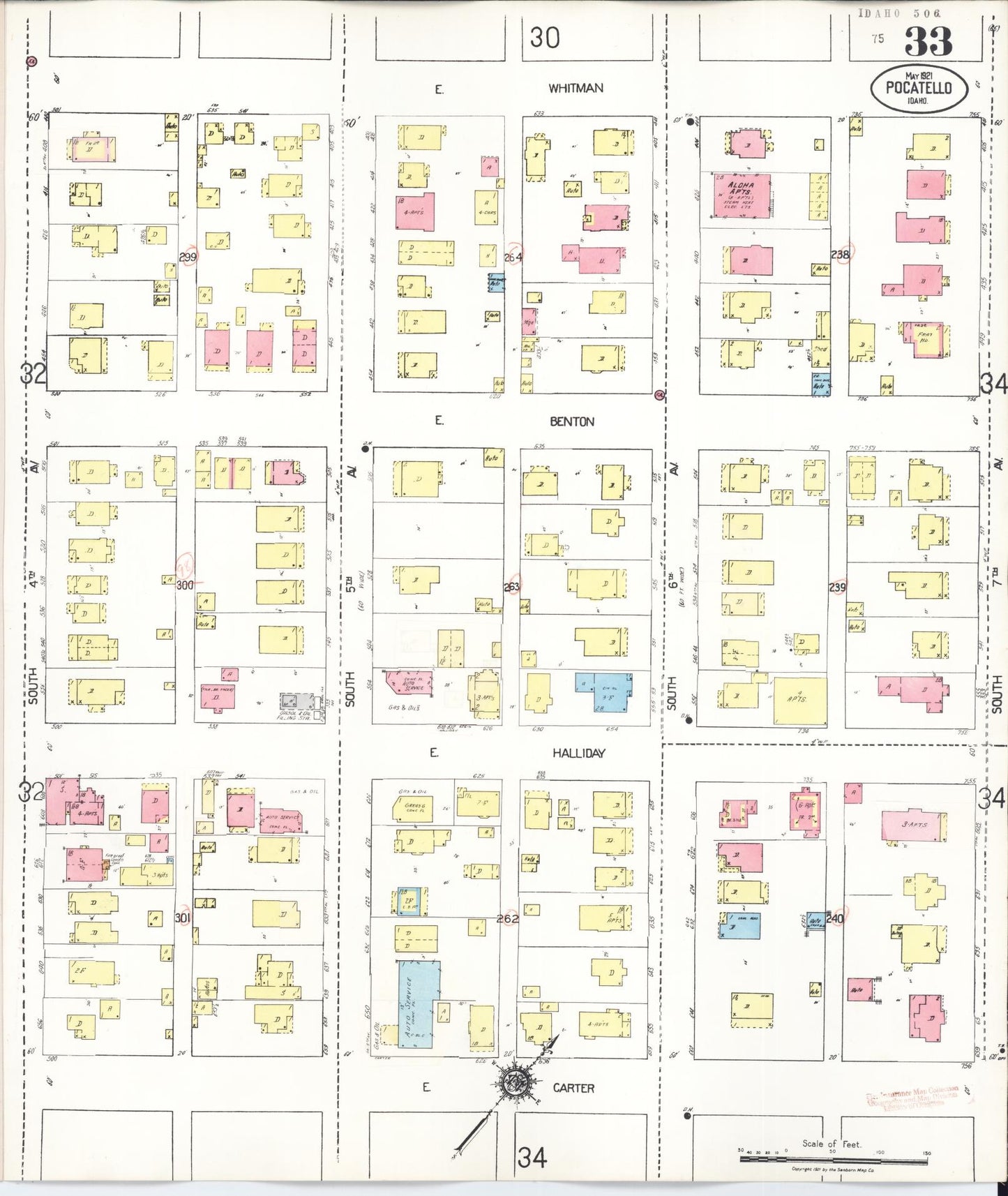 Sanborn Fire Insurance Map from Pocatello, Bannock County, Idaho (1948), Sheet #0033 - Complete Map Set gallery image, historic Sanborn map, vintage wall art, Idaho Idaho