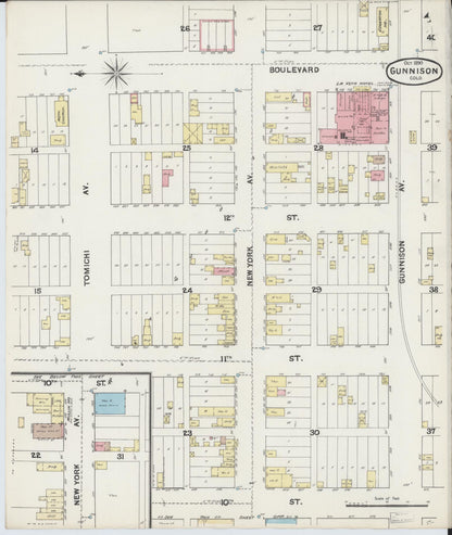 Sanborn Fire Insurance Map from Gunnison, Gunnison County, Colorado (1890), Sheet #0004 - Complete Map Set gallery image, historic Sanborn map, vintage wall art, Colorado Colorado