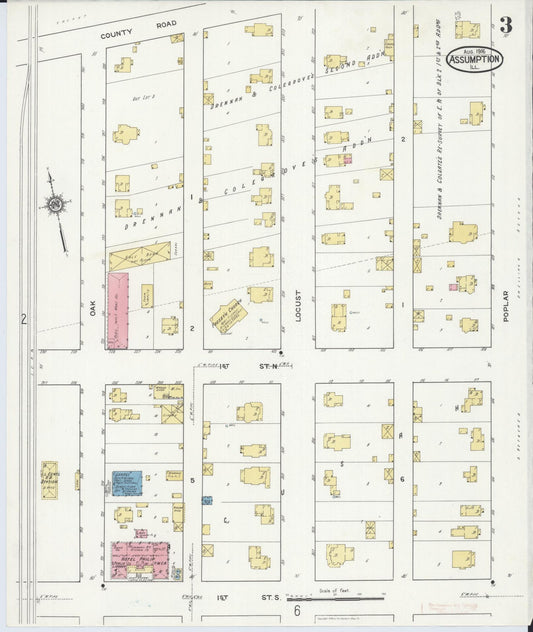Sanborn Fire Insurance Map from Assumption, Christian County, Illinois (1916), Sheet #0003 - Historic Sanborn Fire Insurance Map Print, vintage old map wall art, antique decor, genealogy gift, Illinois Illinois map