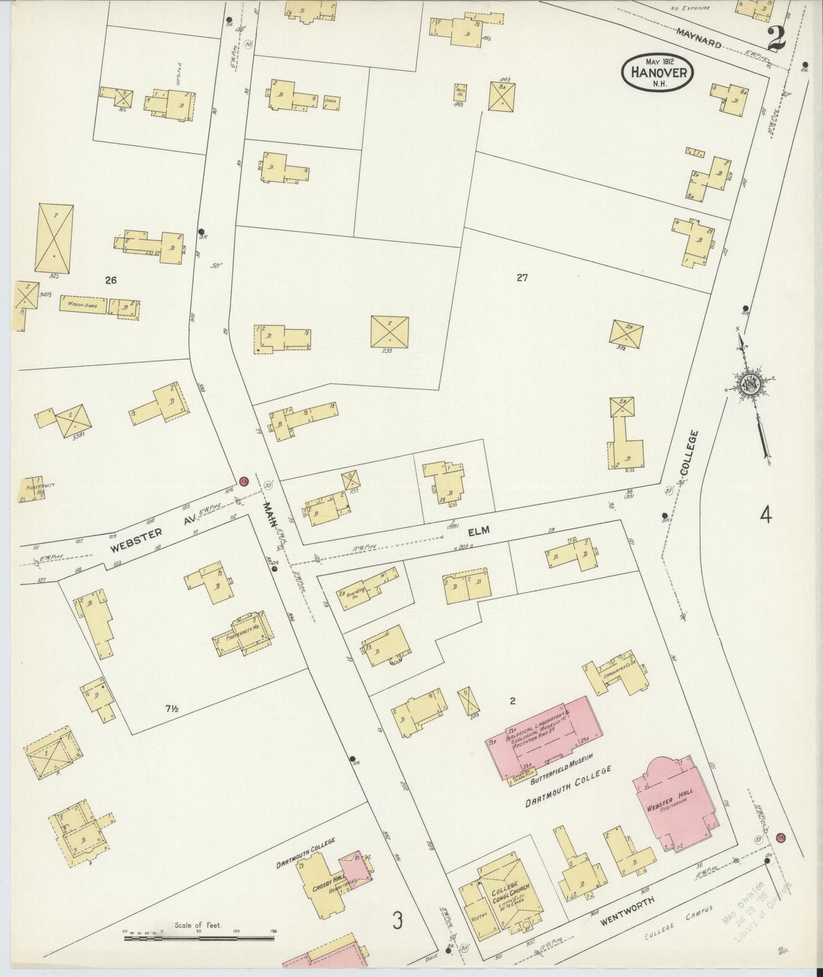 Sanborn Fire Insurance Map from Hanover, Grafton County, New Hampshire (1912), Sheet #0002 - Complete Map Set gallery image, historic Sanborn map, vintage wall art, New Hampshire New Hampshire