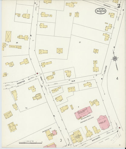 Sanborn Fire Insurance Map from Hanover, Grafton County, New Hampshire (1912), Sheet #0002 - Complete Map Set gallery image, historic Sanborn map, vintage wall art, New Hampshire New Hampshire