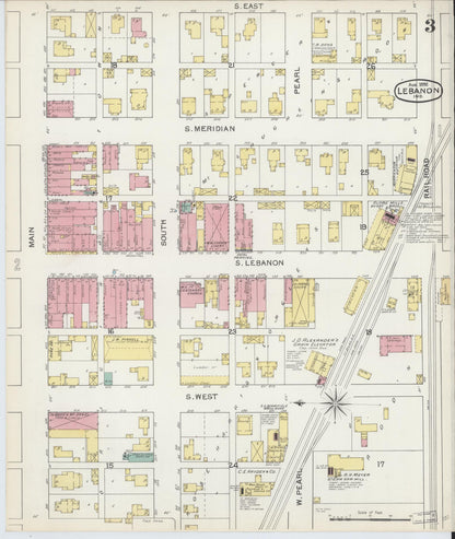 Sanborn Fire Insurance Map from Lebanon, Boone County, Indiana (1892), Sheet #0003 - Historic Sanborn Fire Insurance Map Print, vintage old map wall art, antique decor, genealogy gift, Indiana Indiana map