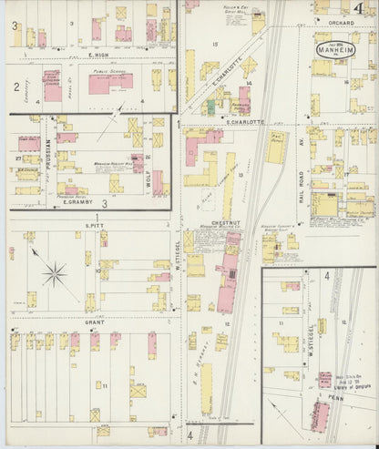Sanborn Fire Insurance Map from Manheim, Lancaster County, Pennsylvania (1896), Sheet #0004 - Complete Map Set gallery image, historic Sanborn map, vintage wall art, Pennsylvania Pennsylvania
