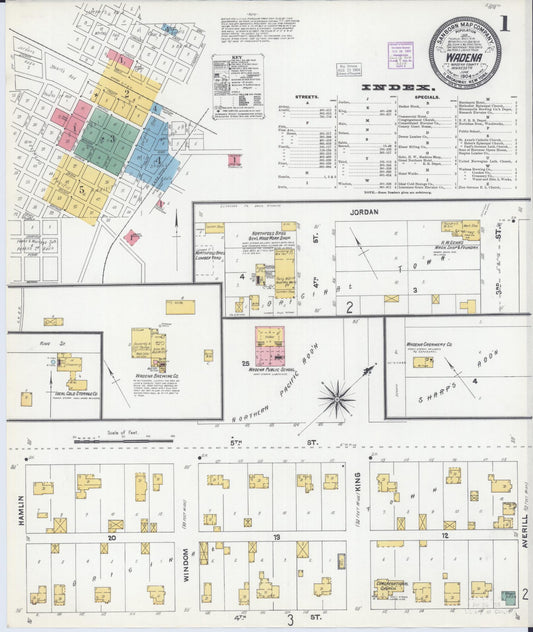 Sanborn Fire Insurance Map from Wadena, Wadena County, Minnesota (1904), Sheet #0001 - Historic Sanborn Fire Insurance Map Print, vintage old map wall art, antique decor, genealogy gift, Minnesota Minnesota map