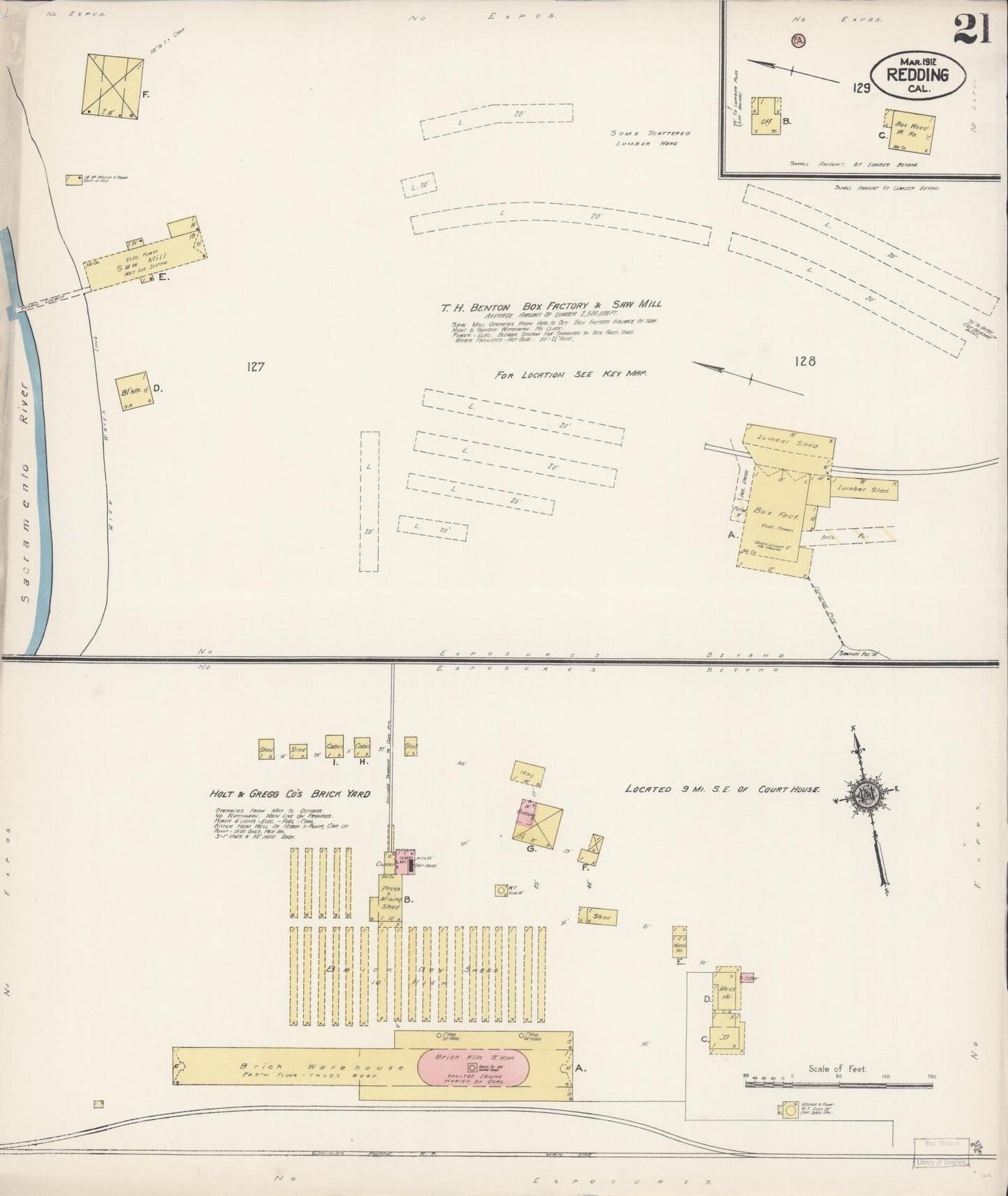 Sanborn Fire Insurance Map from Redding, Shasta County, California (1912), Sheet #0021 - Complete Map Set gallery image, historic Sanborn map, vintage wall art, California California
