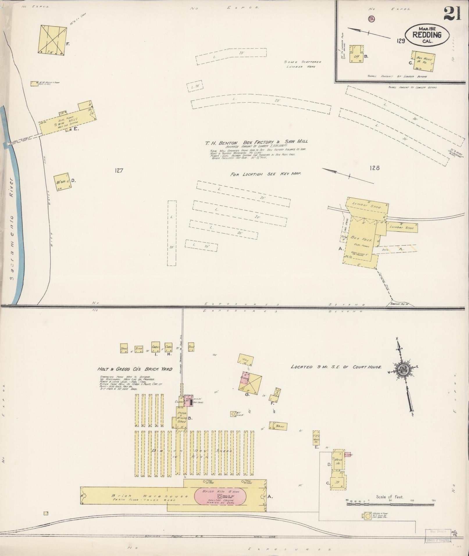 Sanborn Fire Insurance Map from Redding, Shasta County, California (1912), Sheet #0021 - Complete Map Set gallery image, historic Sanborn map, vintage wall art, California California